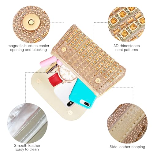 Image of Flower Rhinestone Crystal Clutch Purse Shoulder Bag Sparkling Evening Bag for Wedding Prom Party Bride Guest