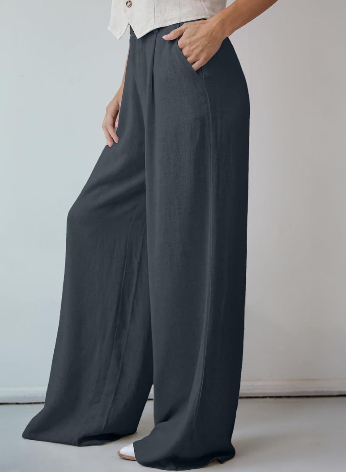 Dokotoo Women's Casual Loose Wide Leg Linen Pants - Image 3