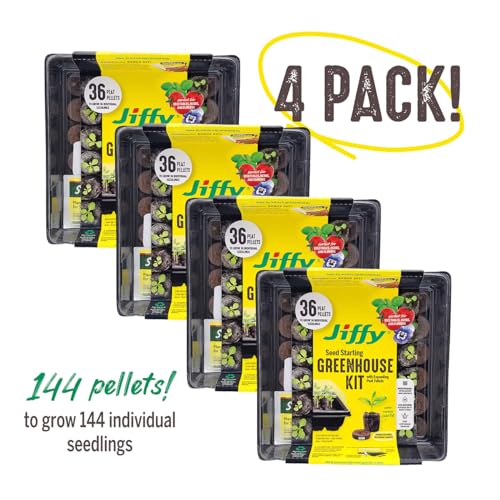Image of Jiffy Seed Starting Tray Kit - 36 Cell Plant Starter Trays, Portable - 11 x 11 x 4.25 in - 4 Pack
