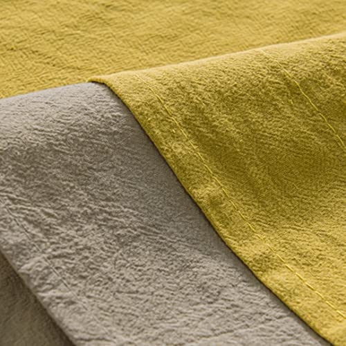 F-Chu Cotton Linen Tablecloth Yellow 58 X 102 Inch,Rectangular Tablecloths Yellow And Beige Patchwork Table Cloth #TOP6
