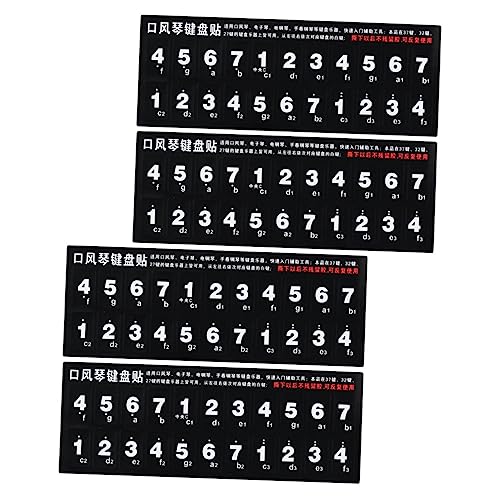 ifundom Piano Key Stickers Set 4pcs Removable Practice Keyboard Note Labels Black No Mistakes in Phoneme Key Recognition Self-Adhesive