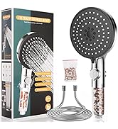 Shower Head and Hose 1.5M, High Pressure 5 Modes Filter Shower Head with ON/Off Button, Universal...