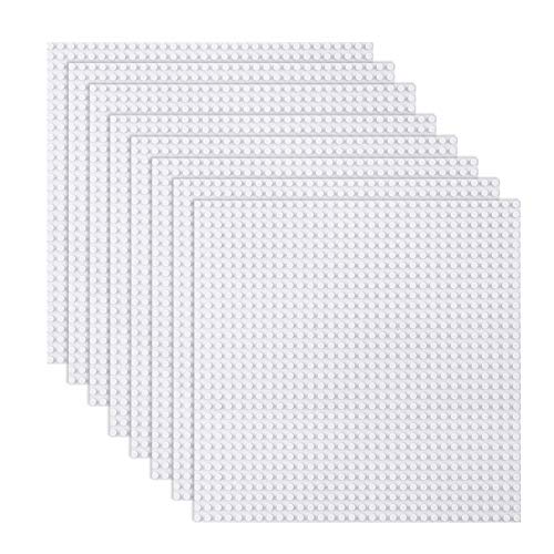 LVHERO Classic Baseplates Building Plates for Building Bricks 100% Compatible with All Major Brands-Baseplate 10 x 10 Pack of 8 (White)