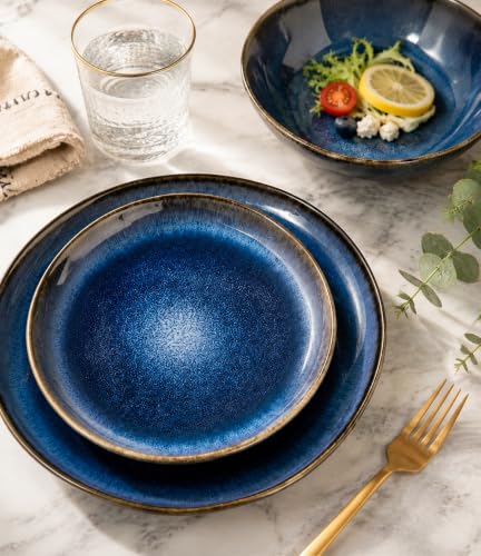 Image of AmorArc Ceramic Dinnerware Sets for 4, 12Pcs Plates and Bowls Sets Dishes | Stoneware Handmade Reactive Glaze Dinner Set, Highly Scratch Resistant | Dishwasher & Microwave Safe Dishware