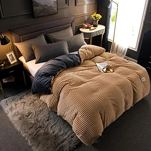 Ensemble de draps de lit tfbhl avec couverture de couette en velours - 4