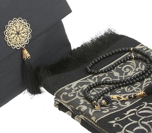 Prien Muslim Prayer Rug With Tasbih Beads and Portable Bag, Muslim Gift for Women Men Mubarak Islamic Box, Soft Mat Gifts Set - Image 3