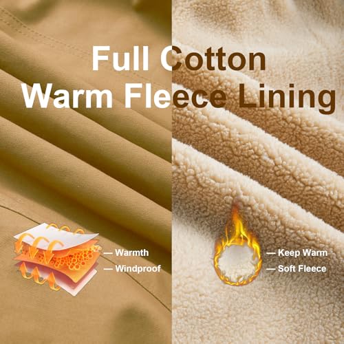 Men's Winter Jacket, Cotton Sherpa Fleece Lined Jacket, Warm Trucker Cargo Coats with Pockets3