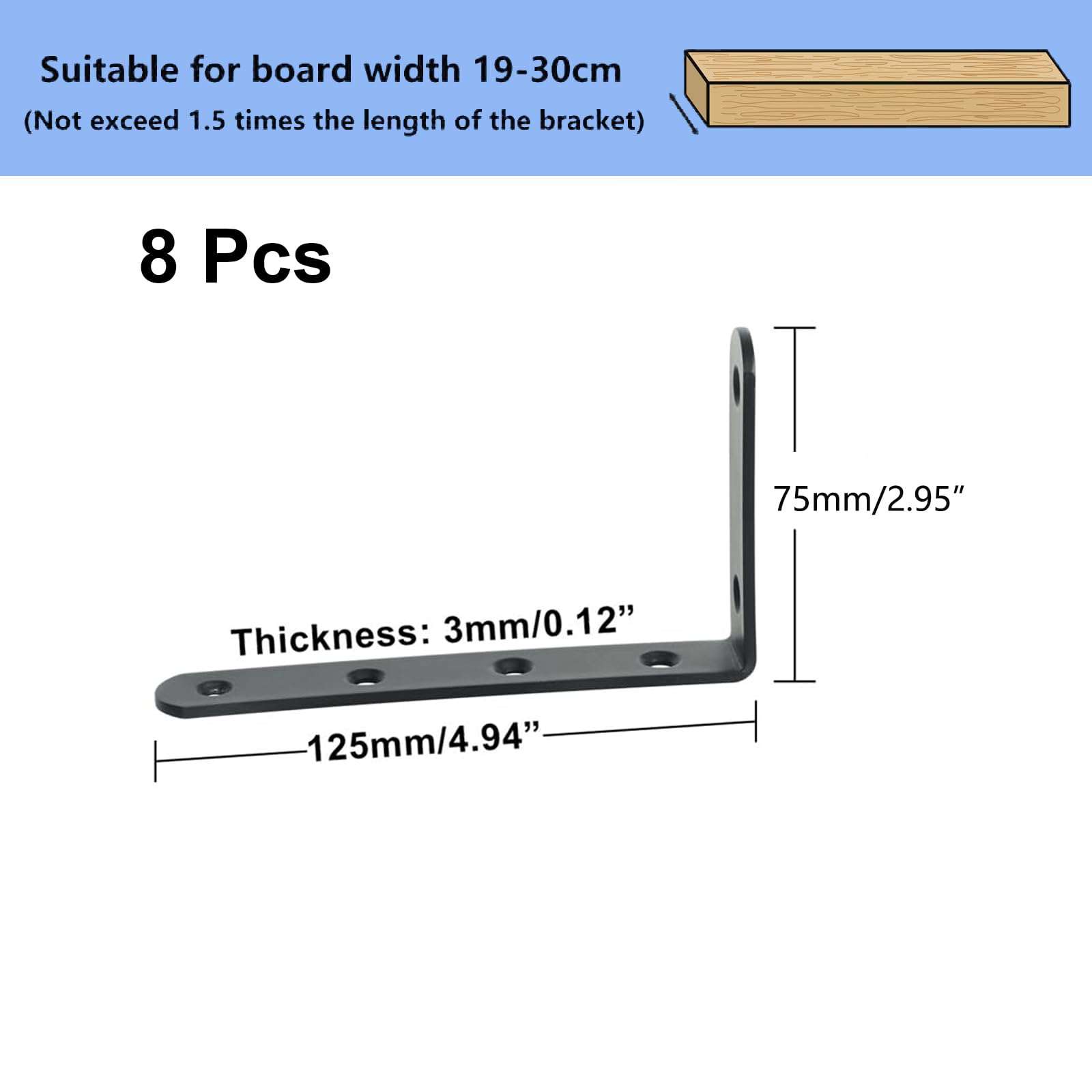 TOP-VIGOR 8Pcs Black Shelf Brackets - Image 2