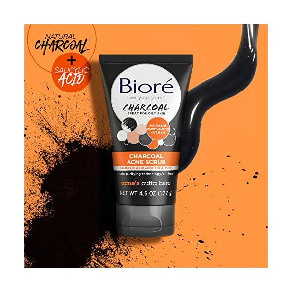 BiorÃ© Charcoal Acne Face Scrub, with 1% Salicylic Acid and Natural Charcoal, Helps Prevent Breakouts and Absorb Oil for Deep Pore Cleansing, 4.5 Ounce (HSA/FSA Approved)