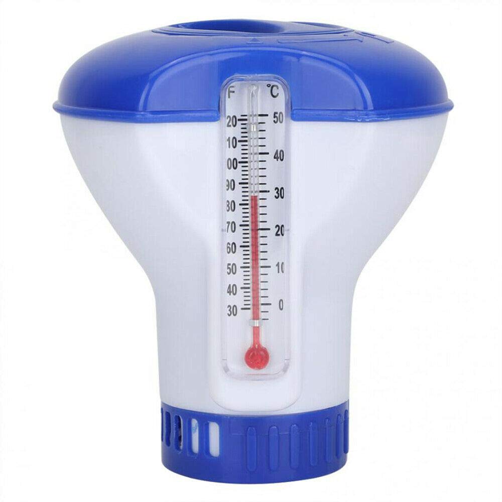 Floating Chlorine Dispenser with Thermometer– Adjustable Chemical Floater for 1" & 3" Chlorine Tablets,Indoor/Outdoor Swimming Pool,Hot Tub,Spa Dispenser,Chlorine/Bromine Tablet Feeder (1PC)