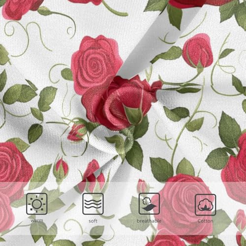 Wusikd Red Roses Green Leaves Girls' Underwear Cotton Girls Briefs Soft Toddler Underwear 2T3