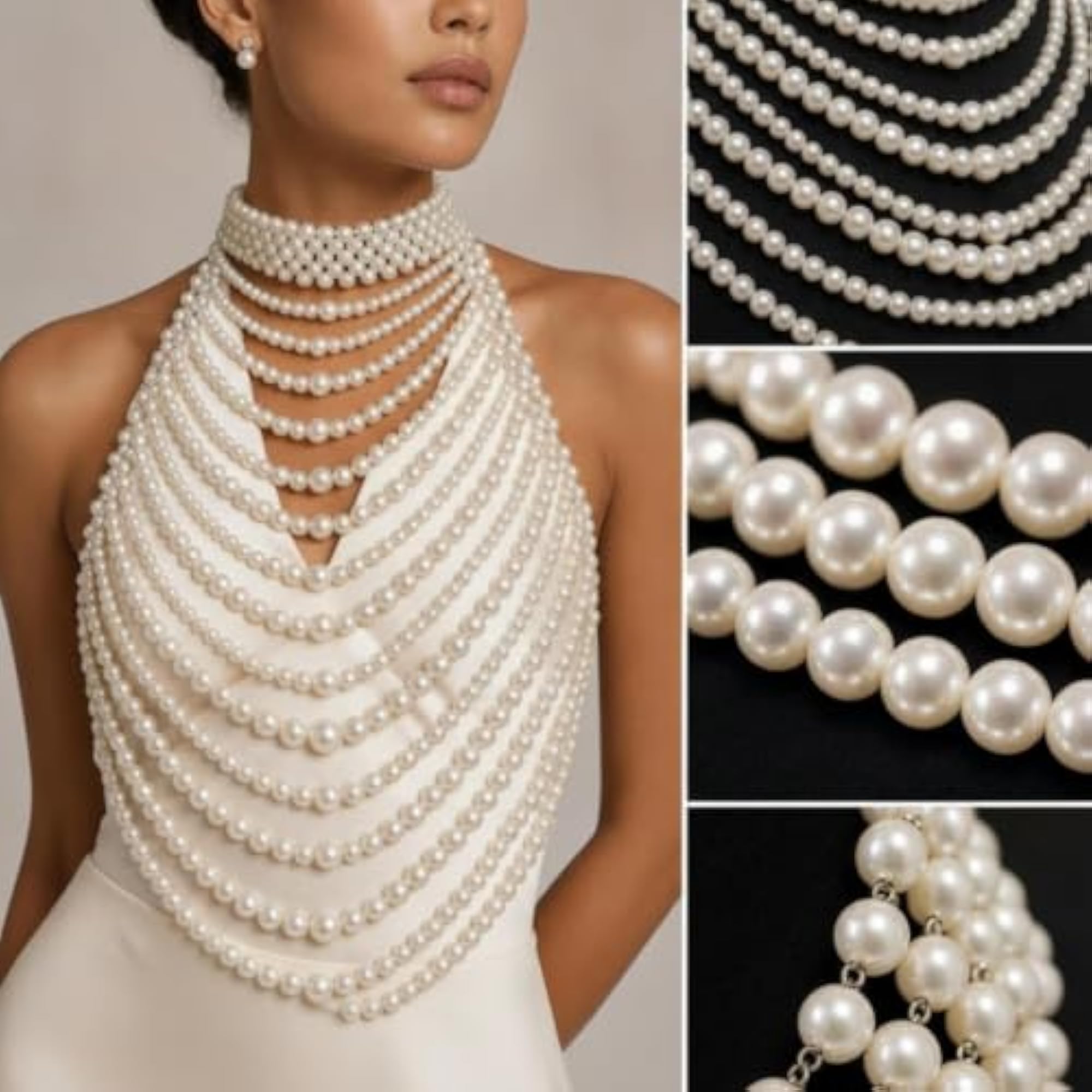 Layered Pearl Body Chain Necklace for Brides