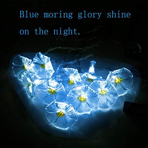 Ibdone Solar Led Flower String Lights, 33Ft 10 Led Waterproof Outdoor Decorative Stringed Led String Lights Morning Glory Flower For Party,Christmas,Garden,Patio,Outdoor, Decoration (Blue) #TOP1