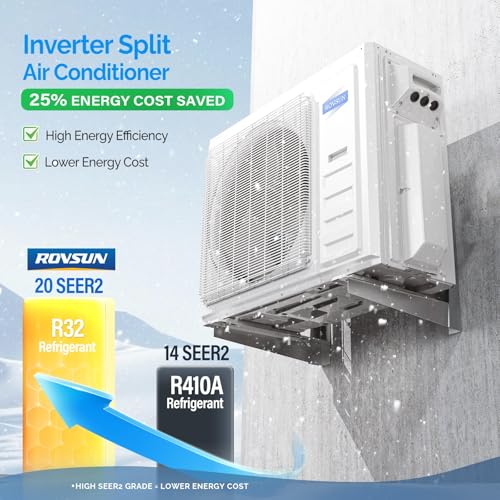 Image of ROVSUN 3 Zone 42000 BTU (18K /18K /18K) Mini Split AC /Heating System, 20 SEER2 Tri Zone Ductless Wall Mounted Air Conditioner with Pre-Charged Condenser, Heat Pump & 25Ft Line Set, 208-230V