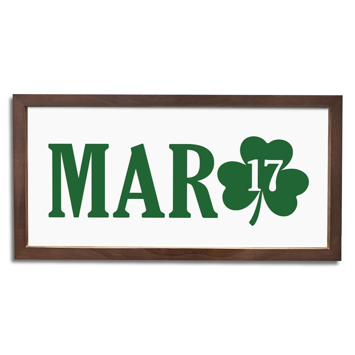 Mar 17 Wooden Sign, Lucky Shamrock Wall Decoration, Decorative Wooden Framed Signs, St Patricks Day Decorations for Home, Office, Indoor, Coffee Bar Cafe Decors, 15×7.5×0.3 inches