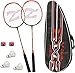 Philonext Badmintonschläger Set mit 3 Federbällen & Tragetasche & 2 Overgrip, Carbon Profi Badmintonschläger Federballschläger, Leichtgewicht Badminton Schläger, 2 Spieler Badminton Praxisschläger Set