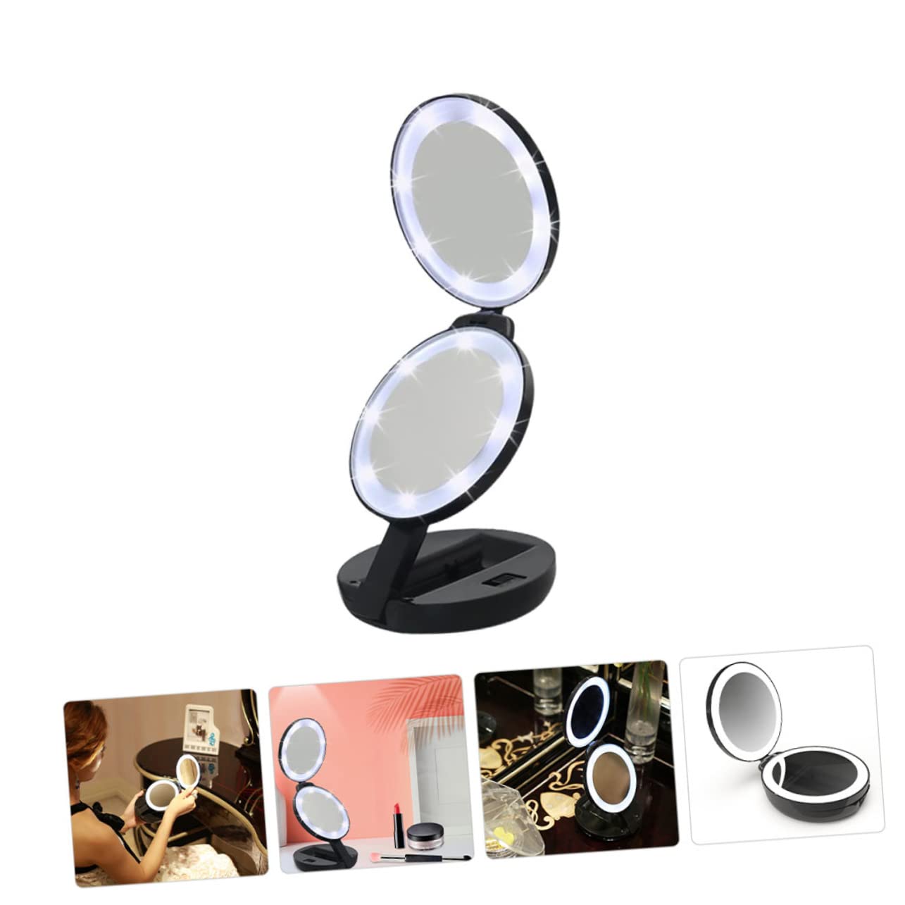minkissy Espejo De Maquillaje Plegable Portátil y Compacto para Viajes Espejo De Bolsillo De Maquillaje De Aumento para Mujeres