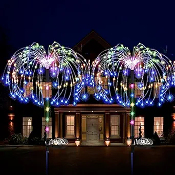 XRR Solar Garden Lights Outdoor, Upgraded 120LED Solar Firework Lights 2 Lighting Modes Solar Starburst Lights Colorful Flower Stake Outdoor Lights for Patio, Yard, Flowerbed, Parties(Multicolor)