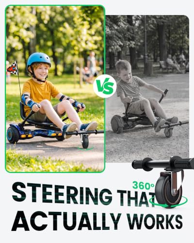 Image of Gyroor G13 Hoverboard with Seat Attachment 6.5 inch All-Terrain Go Kart | LED Lights, Bluetooth Speaker, UL2272 Certified, Adjustable Frame, 7.75 MPH Max Speed, Hoverboard for Kids and Adults