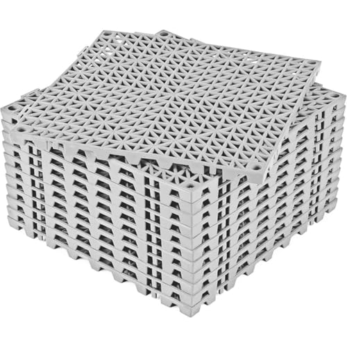 ガレージタイル ガレージマット 車庫 タイル 20枚セット 10枚セット 水はけマット ガーデン用ジョイント はめ込み式 人工芝用水はけ床 滑り止め はめ込み 置き敷き 正方形 工具不要 車庫 駐車場 庭用 Tasydi (20枚,B)