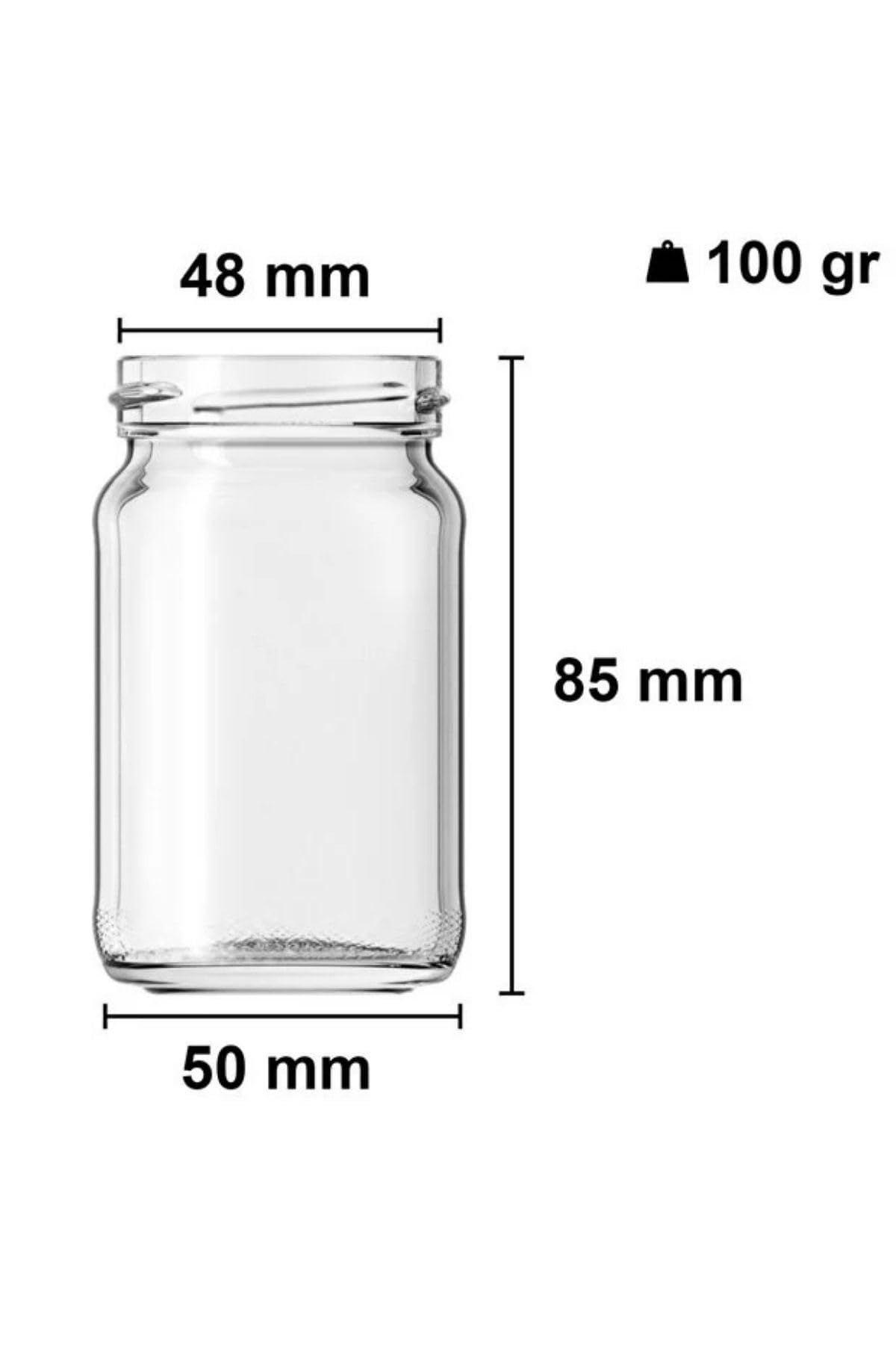 8 Adet 105 ml Baharatlık Mama Şekerleme Çok Amaçlı Metal Kapaklı 105 Cc Kısa Cam Kavanoz (Siyah)
