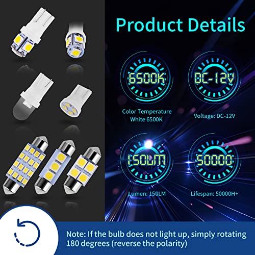 Zakolak ZALOLAK-LED-777 42 Pieces Interior Car Lights, Super Bright White Dome Map Tail Cab Lights Bulb Kit Set , De3175 T10 31Mm 41Mm 194 Led Bulb thumb #2