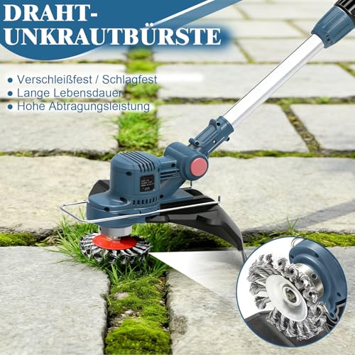 YEXLXLN Rasentrimmer mit Akku, Akku Rasentrimmer für Makita-Akkus mit 5 Klingentypen, 21V Rasentrimmer mit Unkrautbürste, mit 2X4.0Ah Akku Freischneider, Tap&Go M10 x 1,25, für Garden Trimmen