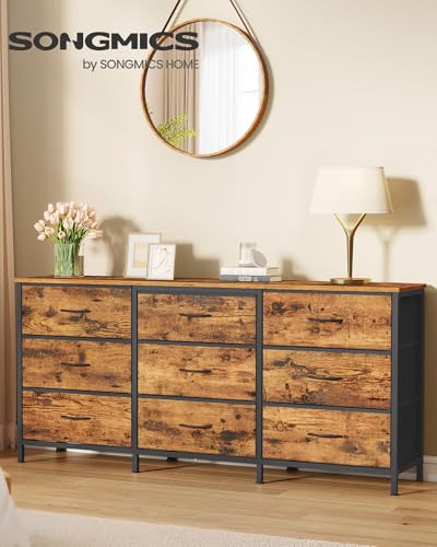 Image of SONGMICS Dresser with 9 Fabric Drawers, TV Stand for TVs Up to 65 Inches