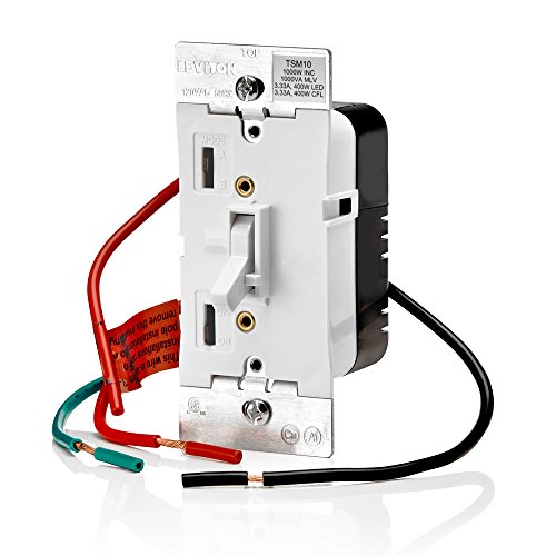 Leviton Tsm10-1Lw Toggle Slide Universal Dimmer, 400-Watt Dimmable Led And Cfl, 1000-Watt Incandescent, Halogen And Magnetic Low Voltage For Single Pole Or 3-Way, With Locator Light, White #TOP2