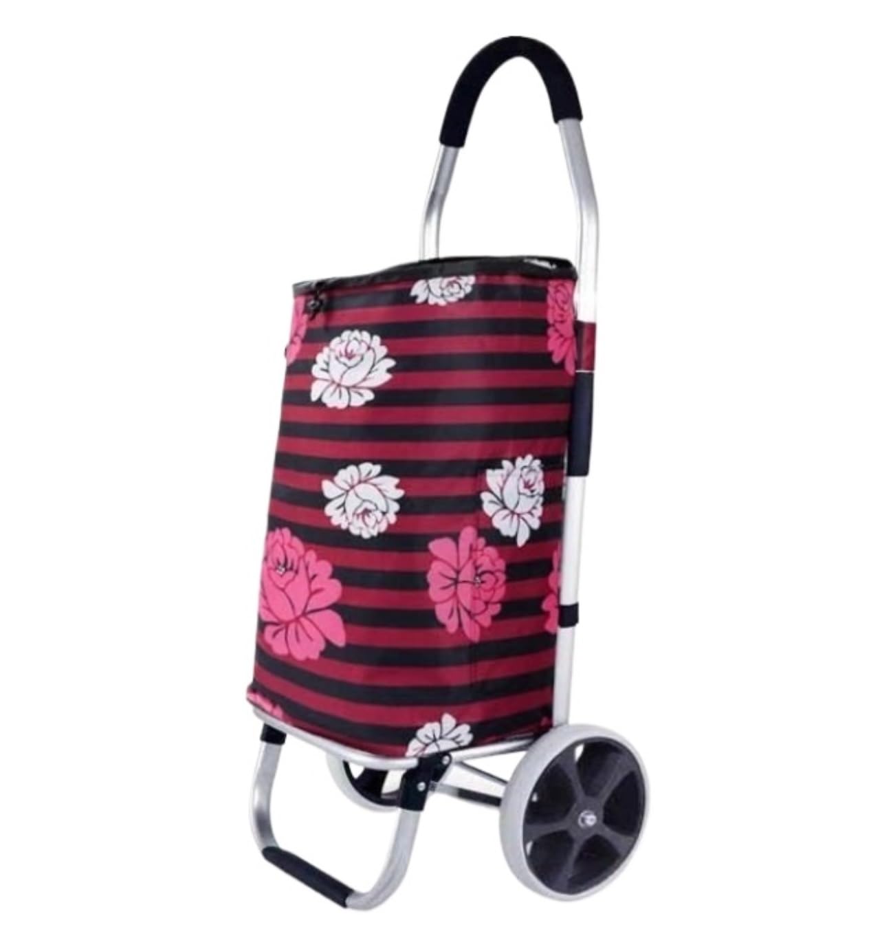 SBZIOJHDR foldable shopping trolley， Shopping Solid with Bag Multifunctional Luggage Cart with Wheel Grocery(Pink)