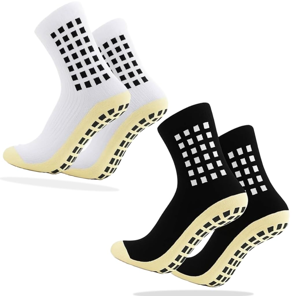 Kids Grip Athletic Socks For Men Women, Rubber Anti-Slip Thicken Sport Socks Ankle Length Socks For Gym Soccer Badminton Running Indoor Training