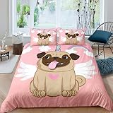 Juego de ropa de cama de unicornio, diseño de perro de dibujos animados, funda de edredón para niños y niñas, diseño de unicornio mágico, transpirable, colorido arco iris