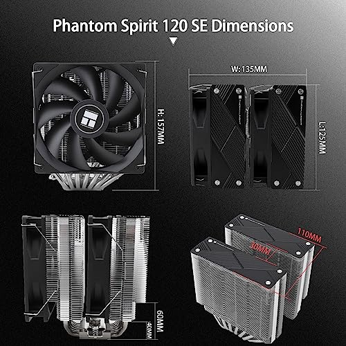 Image of Thermalright Phantom Spirit 120 CPU Air Cooler, 7 Heat Pipes CPU Cooler,Dual 120mm TL-C12B V2 PWM Fan, AGHP 4.0 Technology,S-FDB Bearing,for AMD AM4 AM5 /Intel 1700 /115X /1851 /1200 /2011,(PS120)