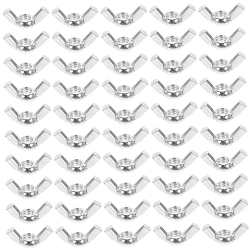 Cabilock 50pcs Wing Nut Hand Twisting Fasteners for Hurricane Panels Skid Butterfly Nuts Plated Fastening Accessories for Home and Mechanical Use