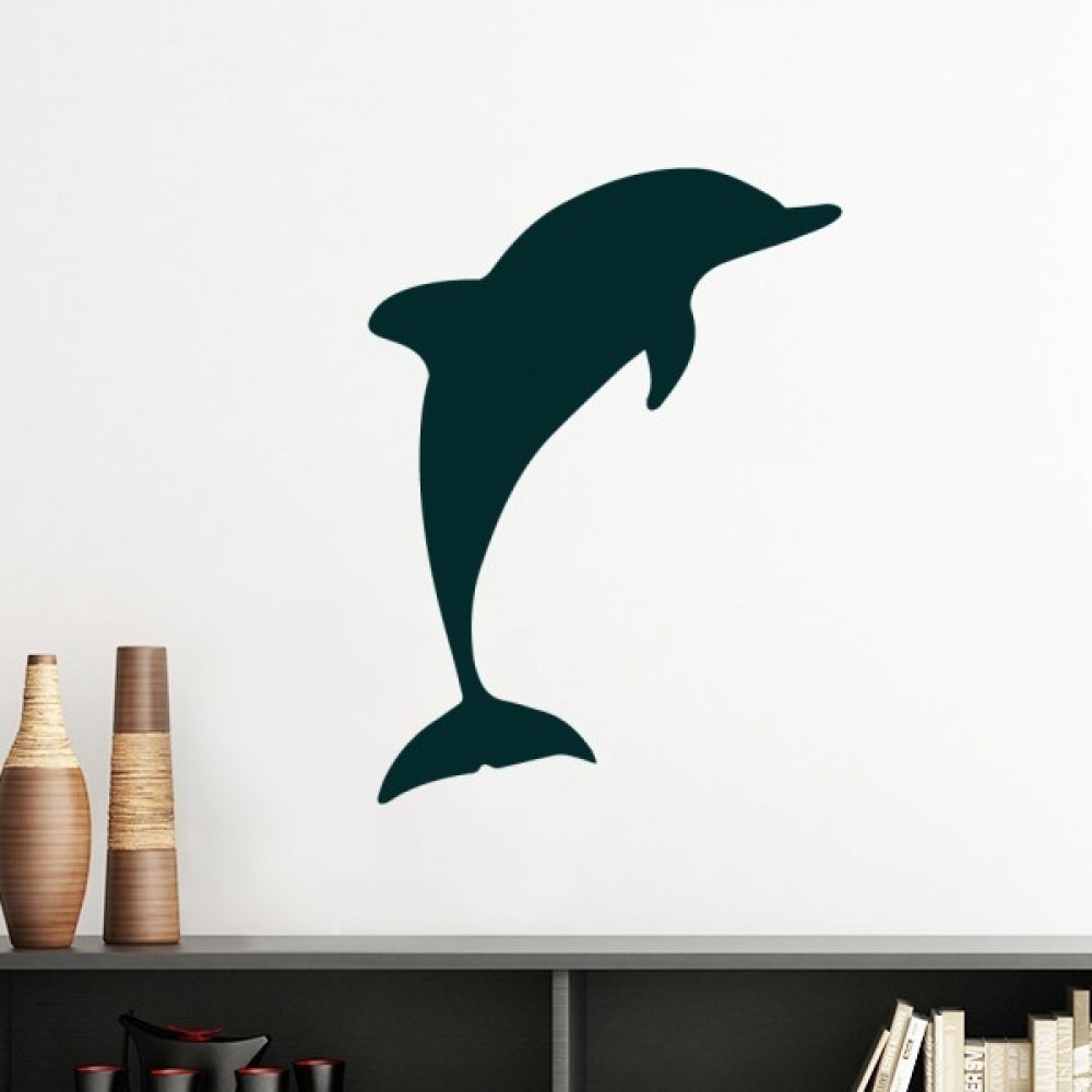 Sticker mural dauphin amovible bleu 60cm pour relooker un mur sans abîmer la peinture