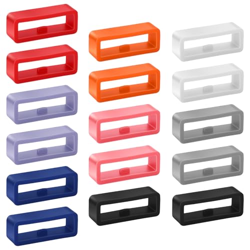 Ymapinc Silikon Uhrenarmband Schlaufe，16 Stück Uhrenarmbandhalter Verriegelbarer Uhrenring Uhrband Schlaufen Ersatz Festes Ring Ersatzteile für Smartwatch Zubehör (Mehrfarbig)