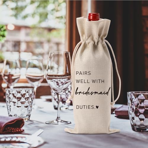 Image of Bridesmaid Bridal Party Shower Gifts for Bridesmaids Wine Bag | Pairs Well With Bridesmaid Wine Accessory Sets