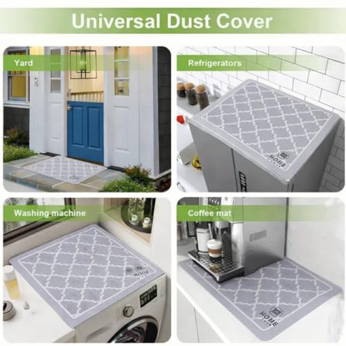 Image of Homecloud Non-Slip Washing Machine Mat - Durable Waterproof Protective Cover for Washer & Dryer, Dust-Resistant Mat Ideal for Laundry Room & Kitchen Appliances (Grey)