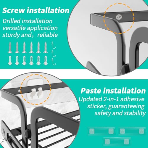 3 Pack Spice Rack Wall Mount With Paper Towel Holder and Hooks,Space-Saving Spice Organizer for Spice Jars and Seasonings, Hanging Spice Rack Organizer Kitchen for Cabinet, Pantry,Black - Image 3