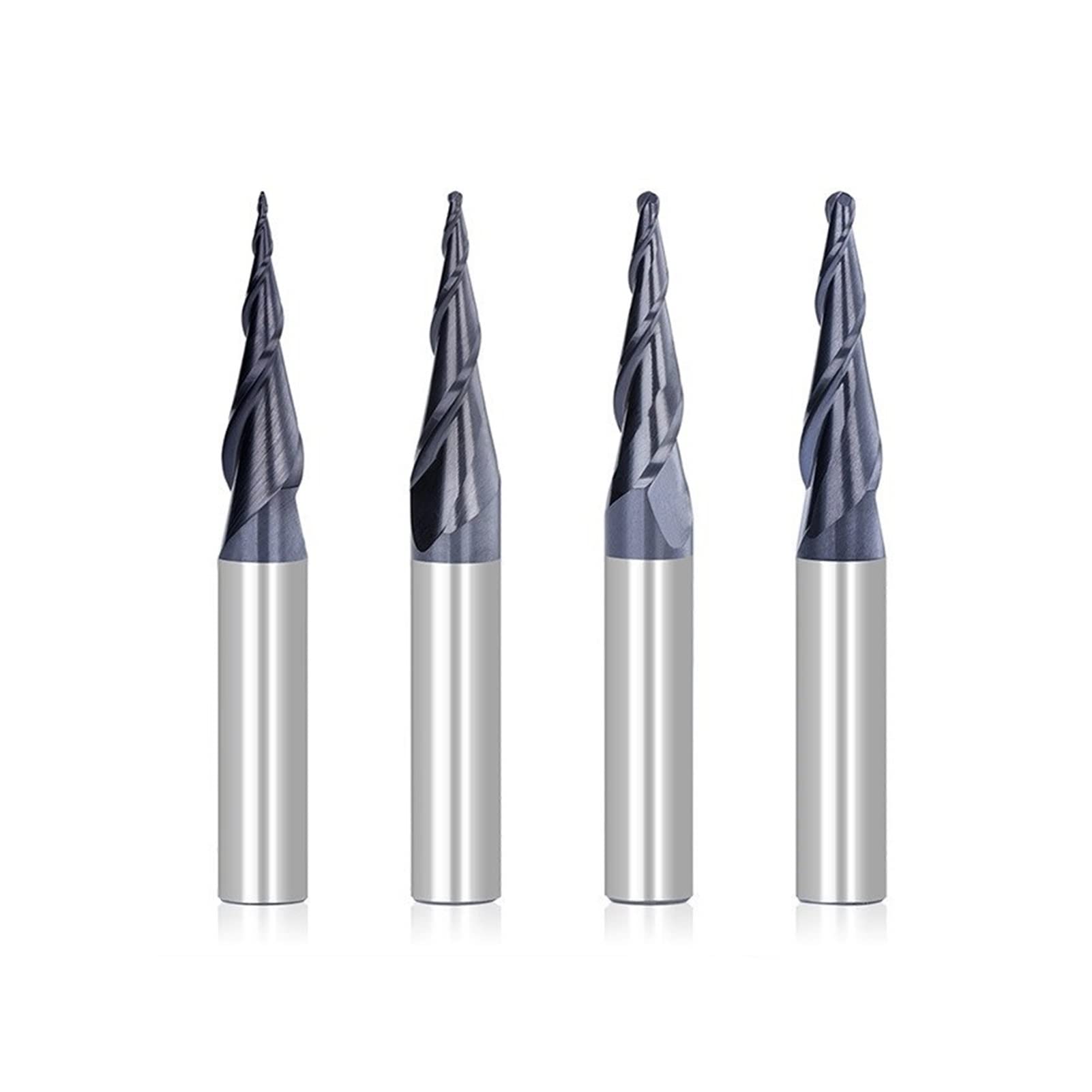 Frez trzpieniowy z węglika spiekanego R0.25-R1.0 2 flet stożkowy nos kulowy 1/10.2 cm chwyt CNC stożkowy frez do drewna metalu