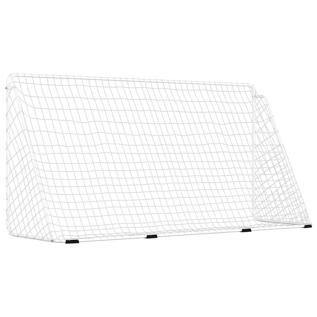 Fußballtor mit Netz Weiß 366x122x Stahl pulverbeschichtet, witterungsbeständig, inkl. robustem Netz, ideal für Training, Freizeit und Spiel im Garten, Outdoor und Indoor