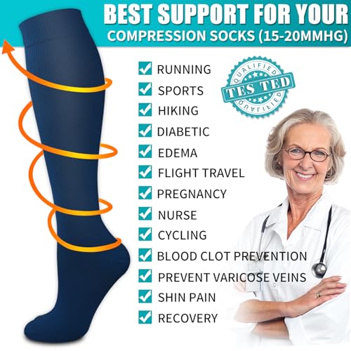Image of Copper Compression Socks for Women & Men (6 pairs) - Best Support for Nurses, Running, Hiking, Recovery