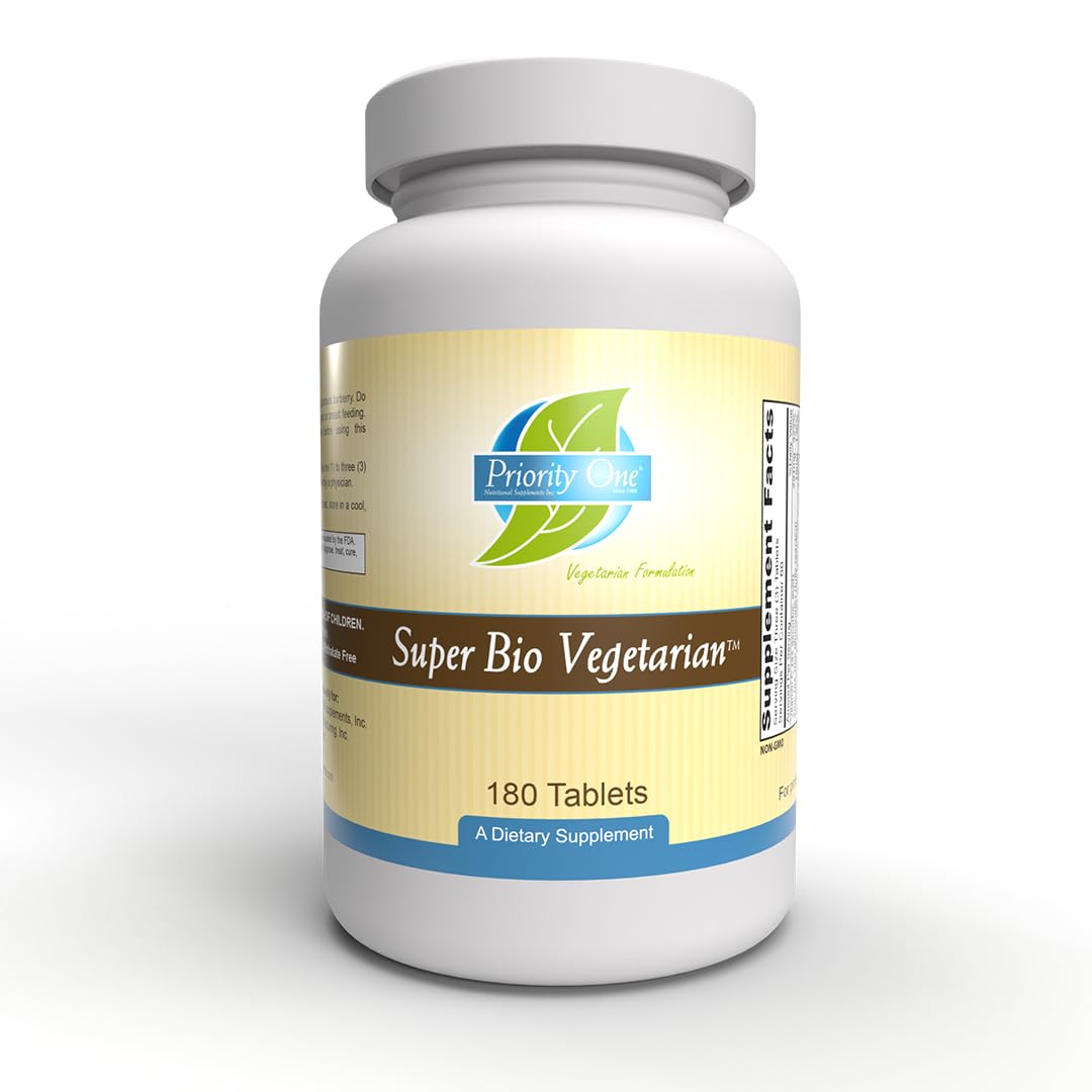 Priority OneVitamins Super Bio Vegetarian 180 Tablets - Immune System Support*- Clinical Strength - Benefits of Shiitake & Maitake Mushrooms.