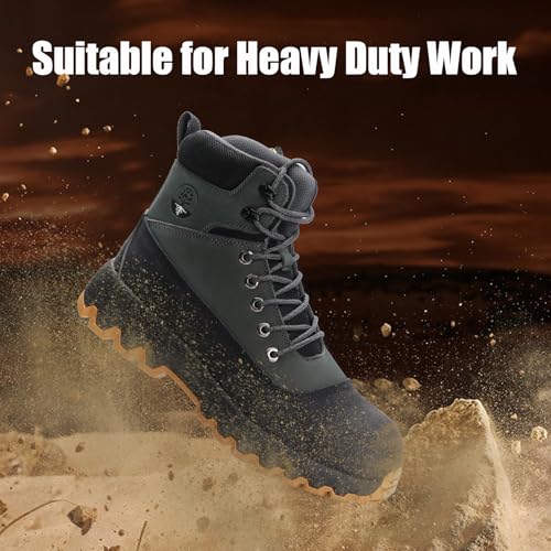 Image of Mens Work Boots Composite Toe Boots for Men Genuine Leather Rubber Sole No Slip Waterproof Shoes Industrial & Construction Safety Boots