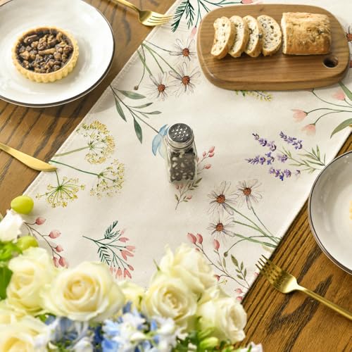 Artoid Mode Flowers Floral Summer Table Runner, Seasonal Spring Fall Kitchen Dining Table Decoration for Home Party 13x72 Inch - Image 5