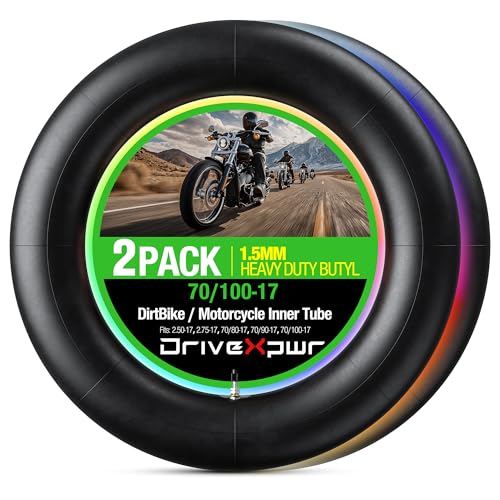 Motorcycle Heavy Duty Inner Tube Replacement - 70/100-17 - 1.5mm Thick - Tire Tube Compatible With 2.50-172.75-1770/80-1770/90-1770/100-17(2-Pack)