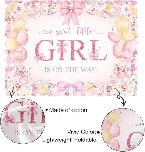 Fondo para baby shower rosa con lazo 5x3ft miniatura 5