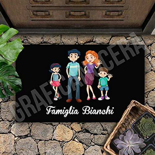 Tappeto in Feltro Famiglia personalizzato con Personaggi e Nome...