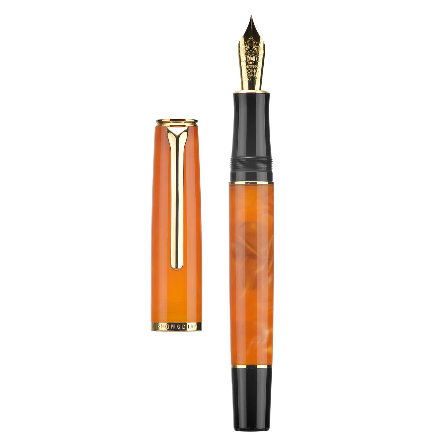 Penna Stilografica Hongdian N12 - Punta Fine In Iridio, Design Marmorizzato - Foto 13