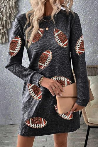 Image of OCSTRADE Womens Sweatshirt Dresses Crewneck Long Sleeve Textured Shift Dresses Trendy Girls 2025 Fall Pullover Tops